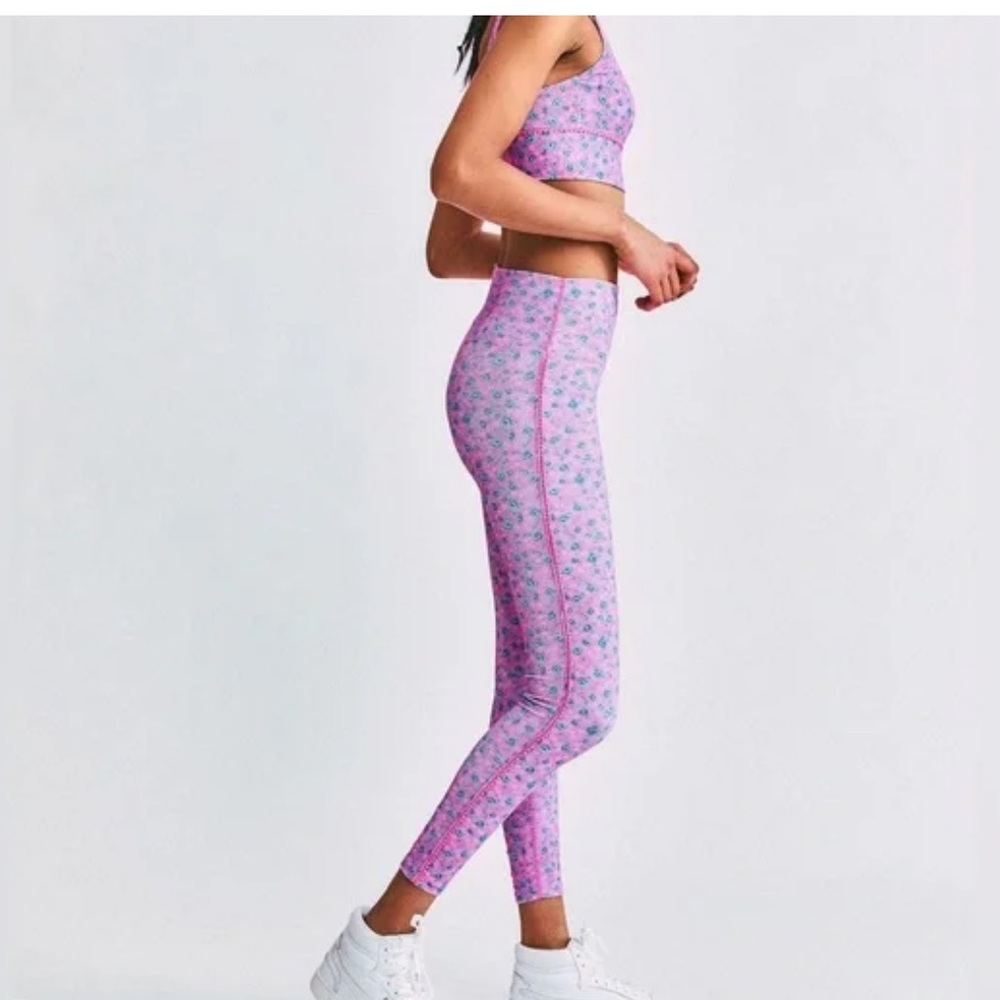 LoveShackFancy Pink Floral High-Waist Leggings